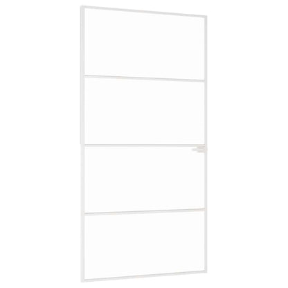 Porta Interna Bianca 102x201,5cm Vetro Temperato Alluminio Slim | homemem39