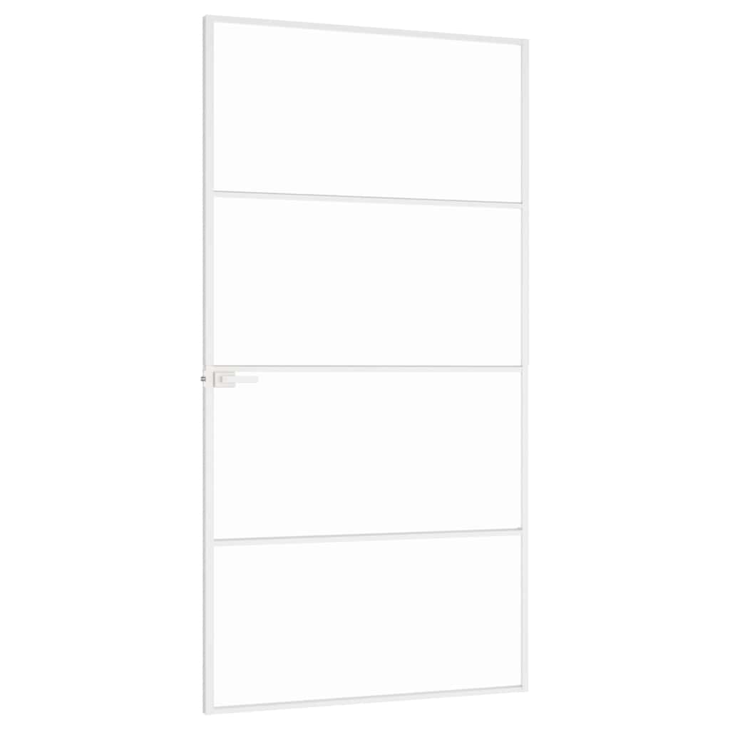 Porta Interna Bianca 102x201,5cm Vetro Temperato Alluminio Slim | homemem39