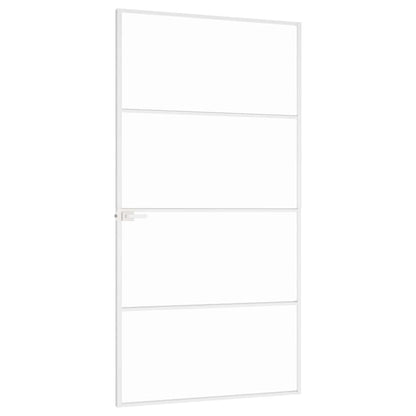 Porta Interna Bianca 102x201,5cm Vetro Temperato Alluminio Slim | homemem39