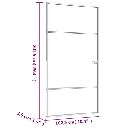 Porta Interna Bianca 102x201,5cm Vetro Temperato Alluminio Slim | homemem39