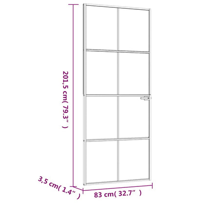Porta Interna Bianca 83x201,5 cm Vetro Temperato Alluminio Slim | homemem39