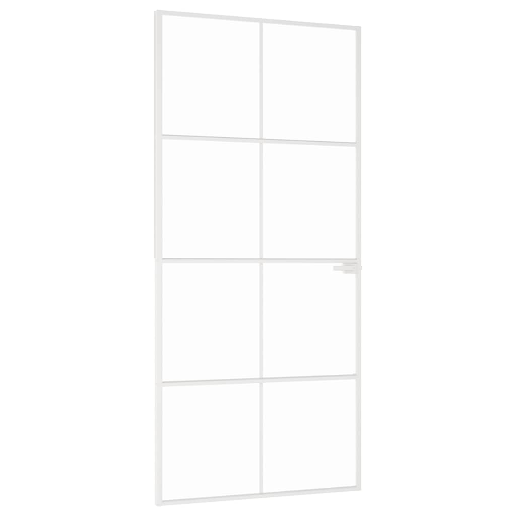 Porta Interna Bianca 93x201,5cm Vetro Temperato Alluminio Slim | homemem39
