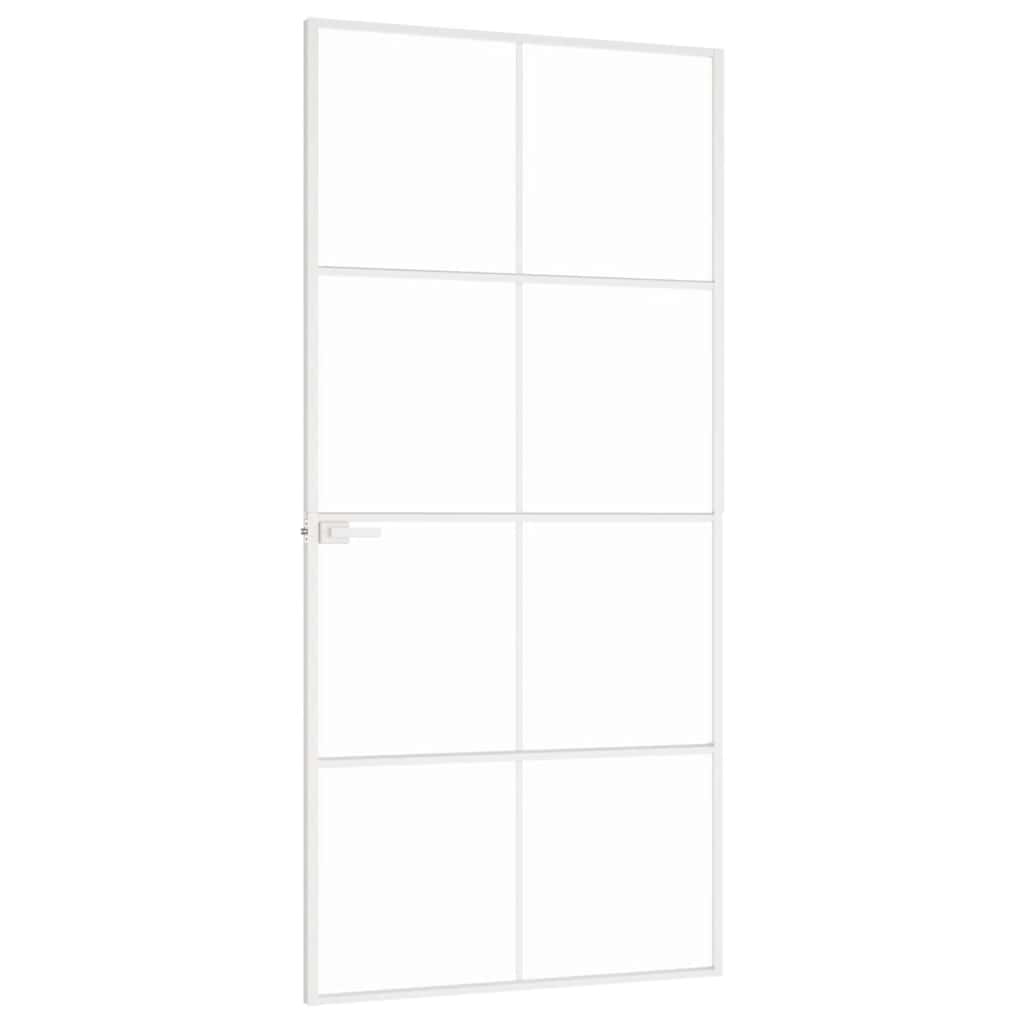Porta Interna Bianca 93x201,5cm Vetro Temperato Alluminio Slim | homemem39