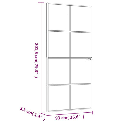 Porta Interna Bianca 93x201,5cm Vetro Temperato Alluminio Slim | homemem39