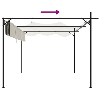 Pergola con Tetto Retrattile Crema 295x292x230 cm