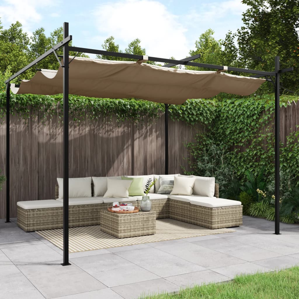 Pergola con Tetto Retrattile Tortora 295x292x230 cm | homemem39