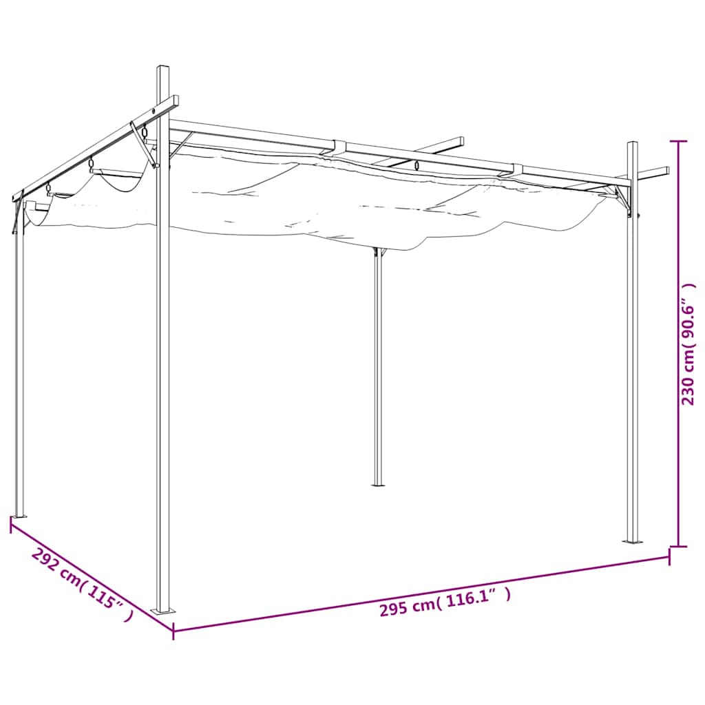 Pergola con Tetto Retrattile Antracite 295x292x230 cm | homemem39