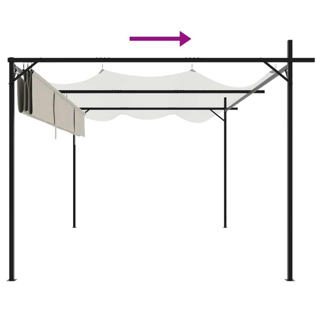 Pergola con Tetto Retrattile Crema 395x292x230 cm | homemem39