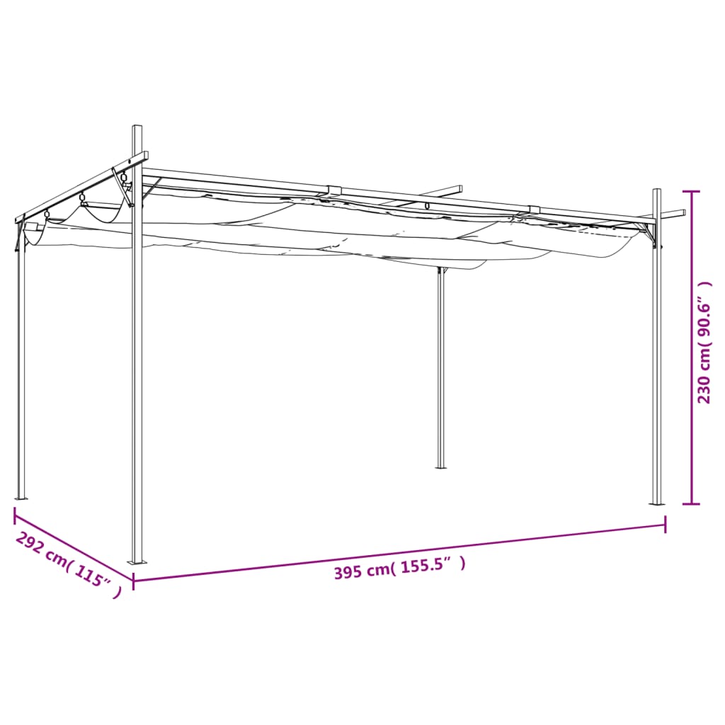 Pergola con Tetto Retrattile Crema 395x292x230 cm | homemem39