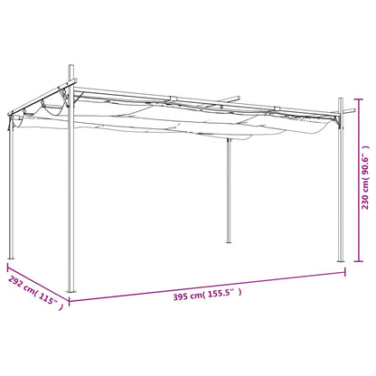 Pergola con Tetto Retrattile Crema 395x292x230 cm | homemem39