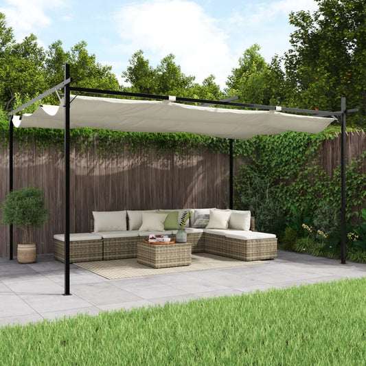 Pergola con Tetto Retrattile Crema 395x292x230 cm | homemem39
