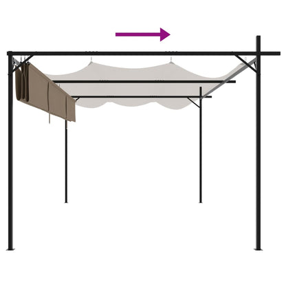 Pergola con Tetto Retrattile Tortora 395x292x230 cm