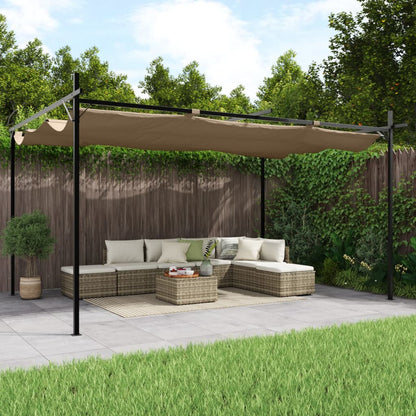 Pergola con Tetto Retrattile Tortora 395x292x230 cm | homemem39