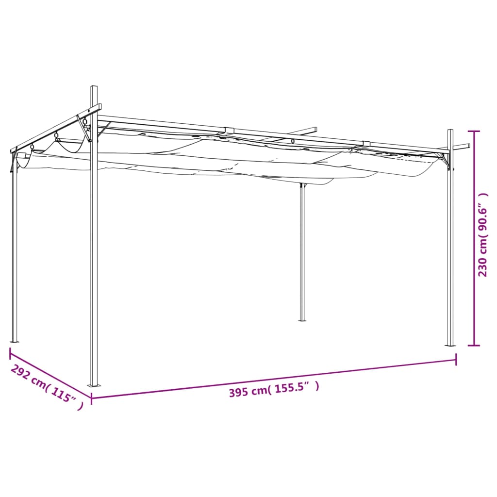 Pergola con Tetto Retrattile Antracite 395x292x230 cm | homemem39