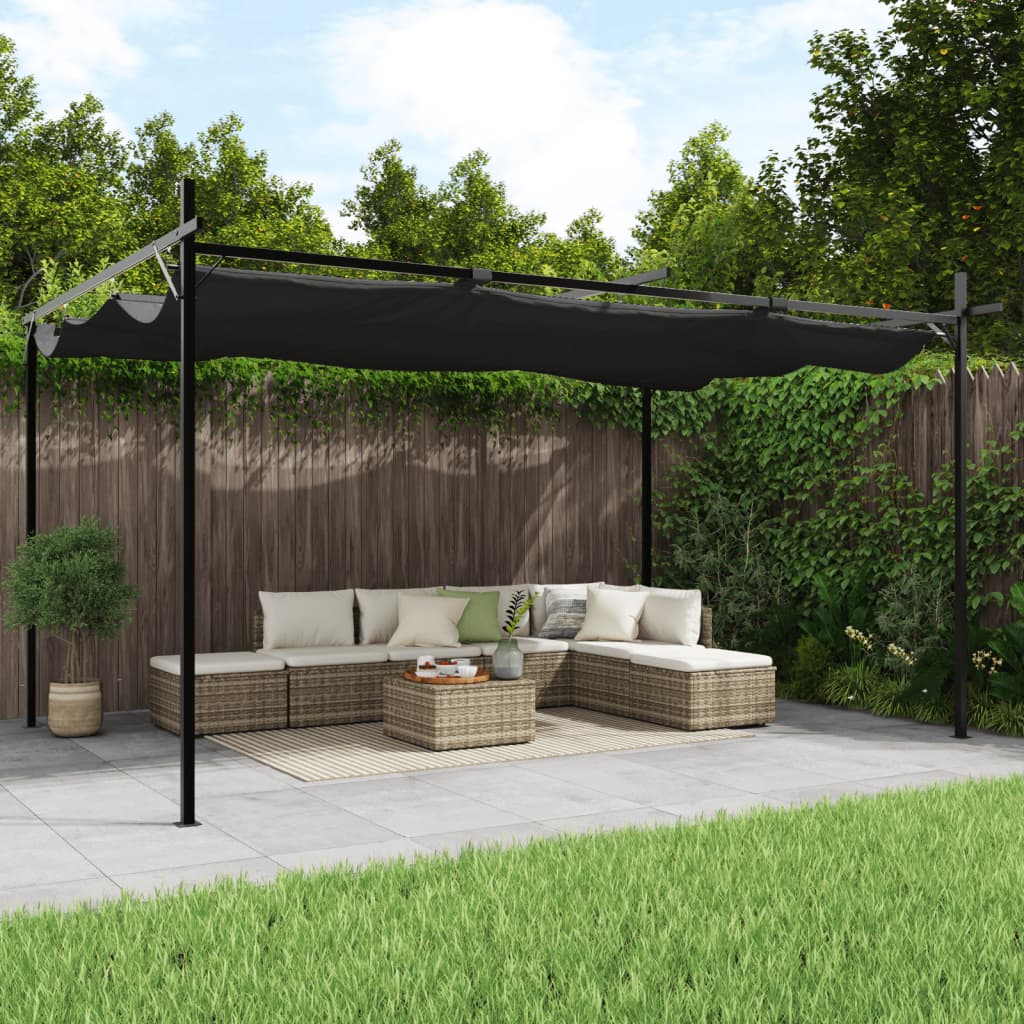 Pergola con Tetto Retrattile Antracite 395x292x230 cm | homemem39