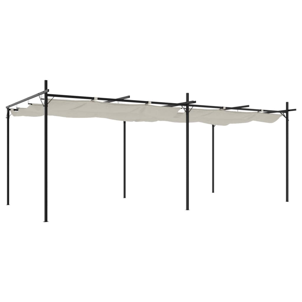 Pergola con Tetto Retrattile Crema 589x292x230 cm | homemem39