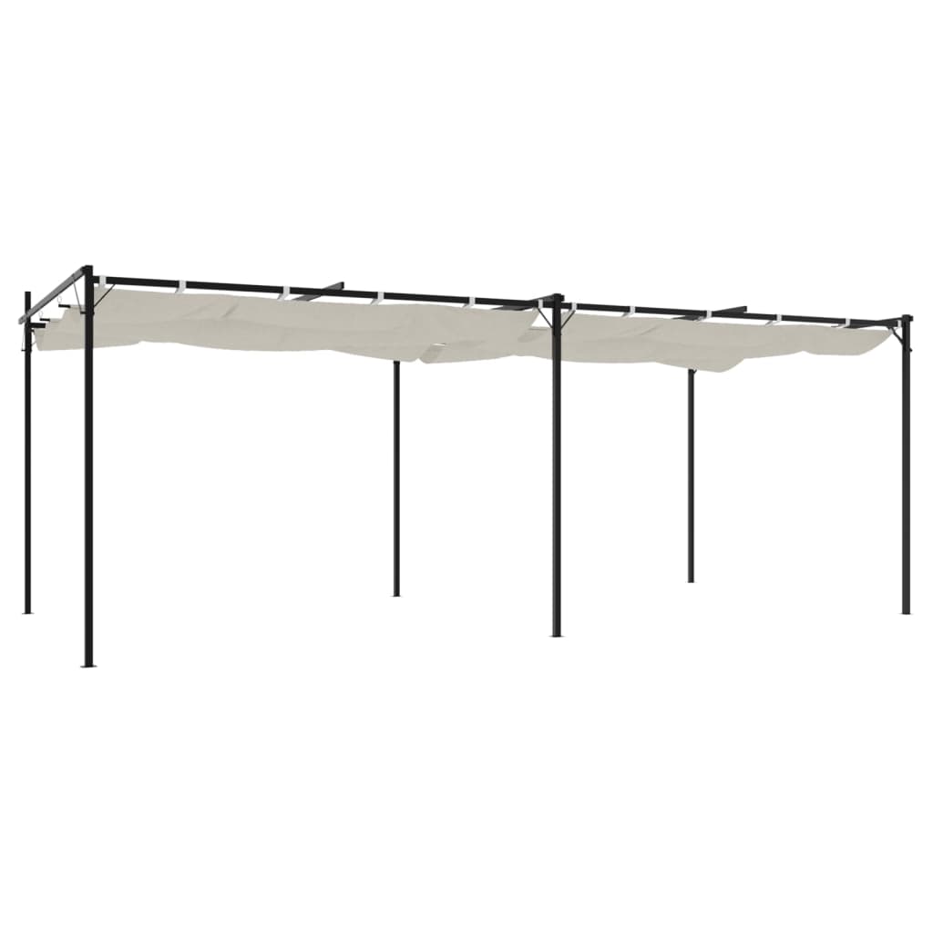Pergola con Tetto Retrattile Crema 589x292x230 cm | homemem39