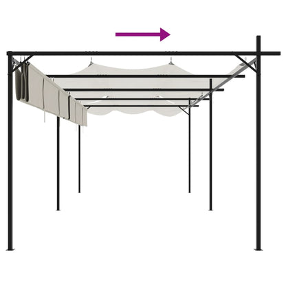 Pergola con Tetto Retrattile Crema 589x292x230 cm