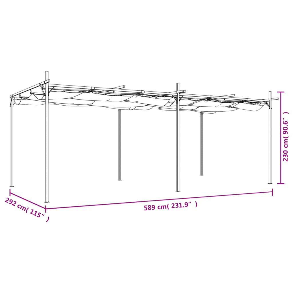Pergola con Tetto Retrattile Crema 589x292x230 cm | homemem39