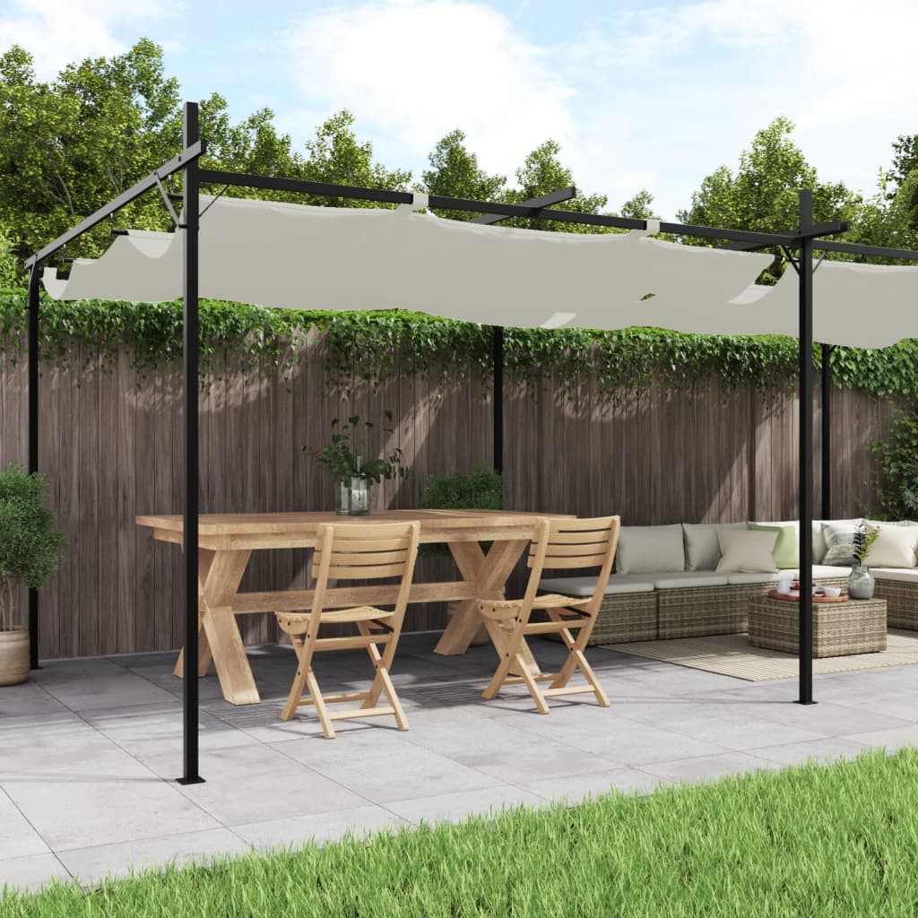 Pergola con Tetto Retrattile Crema 589x292x230 cm