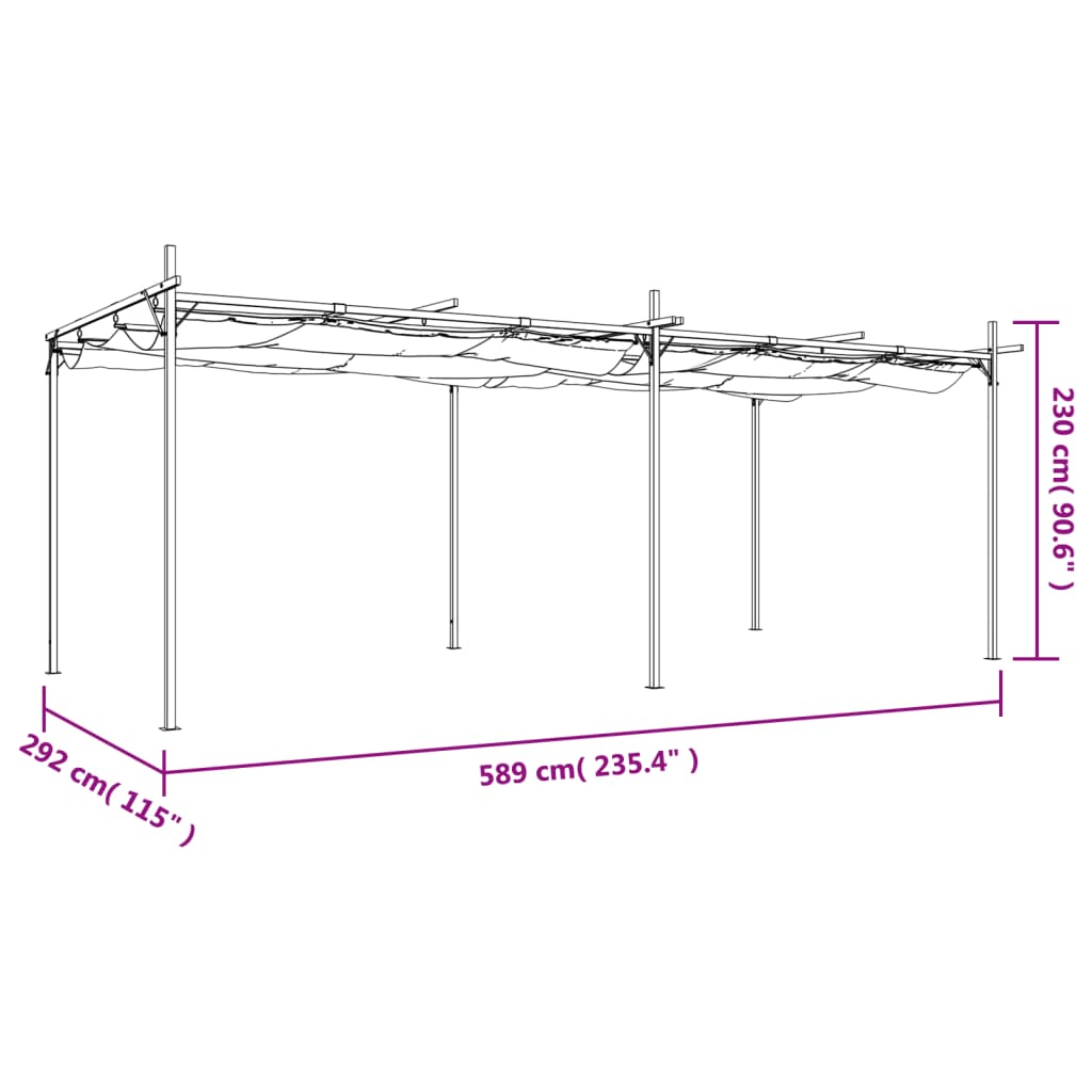 Pergola con Tetto Retrattile Tortora 589x292x230 cm | homemem39