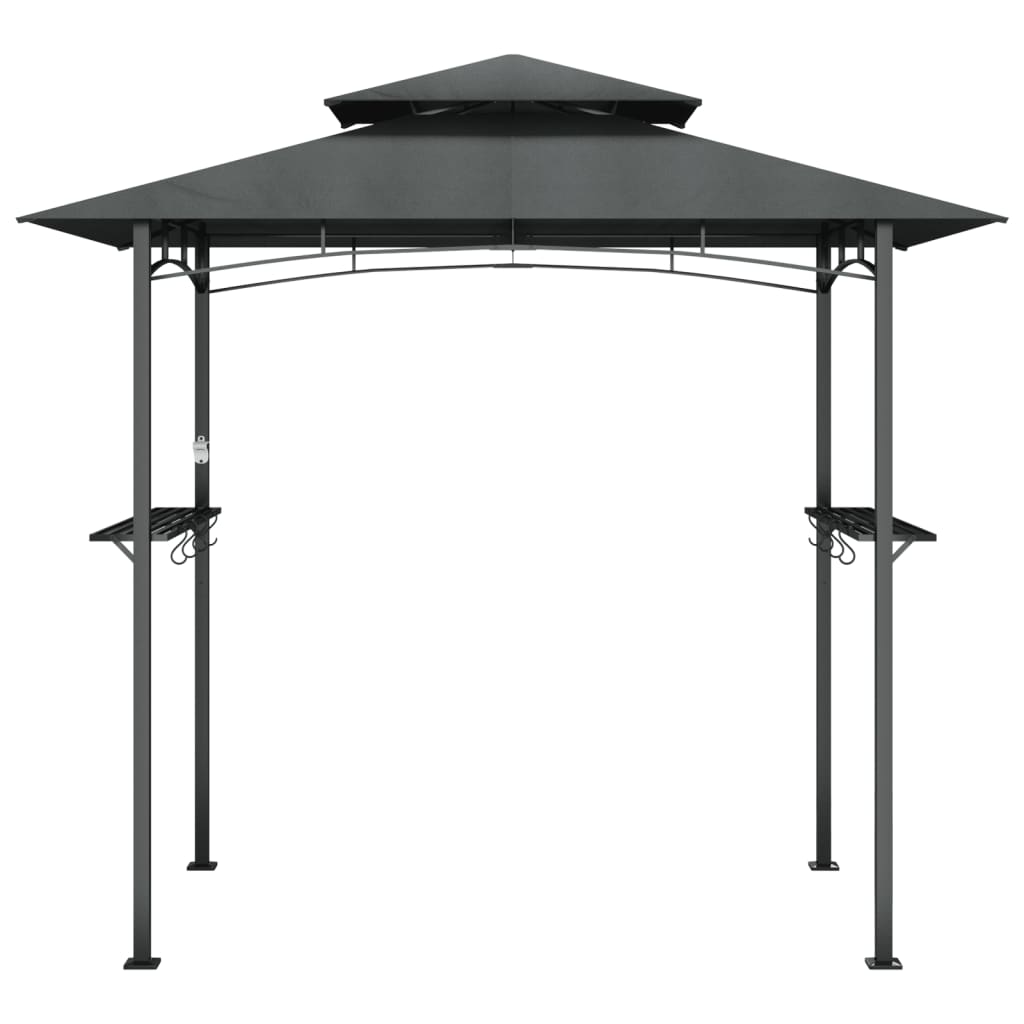 Gazebo Barbecue Ripiani Laterali Antracite 240x150x243 Acciaio | homemem39