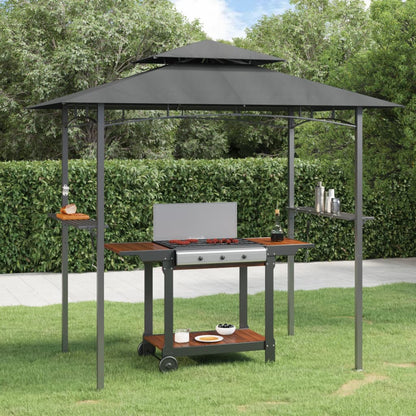 Gazebo Barbecue Ripiani Laterali Antracite 240x150x243 Acciaio | homemem39