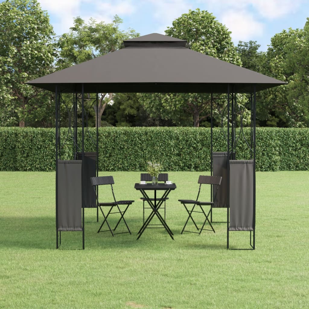 Gazebo con Tetto Antracite 300x300x270 cm Acciaio | homemem39