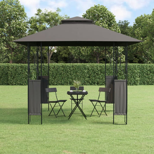 Gazebo con Tetto Antracite 300x300x270 cm Acciaio | homemem39