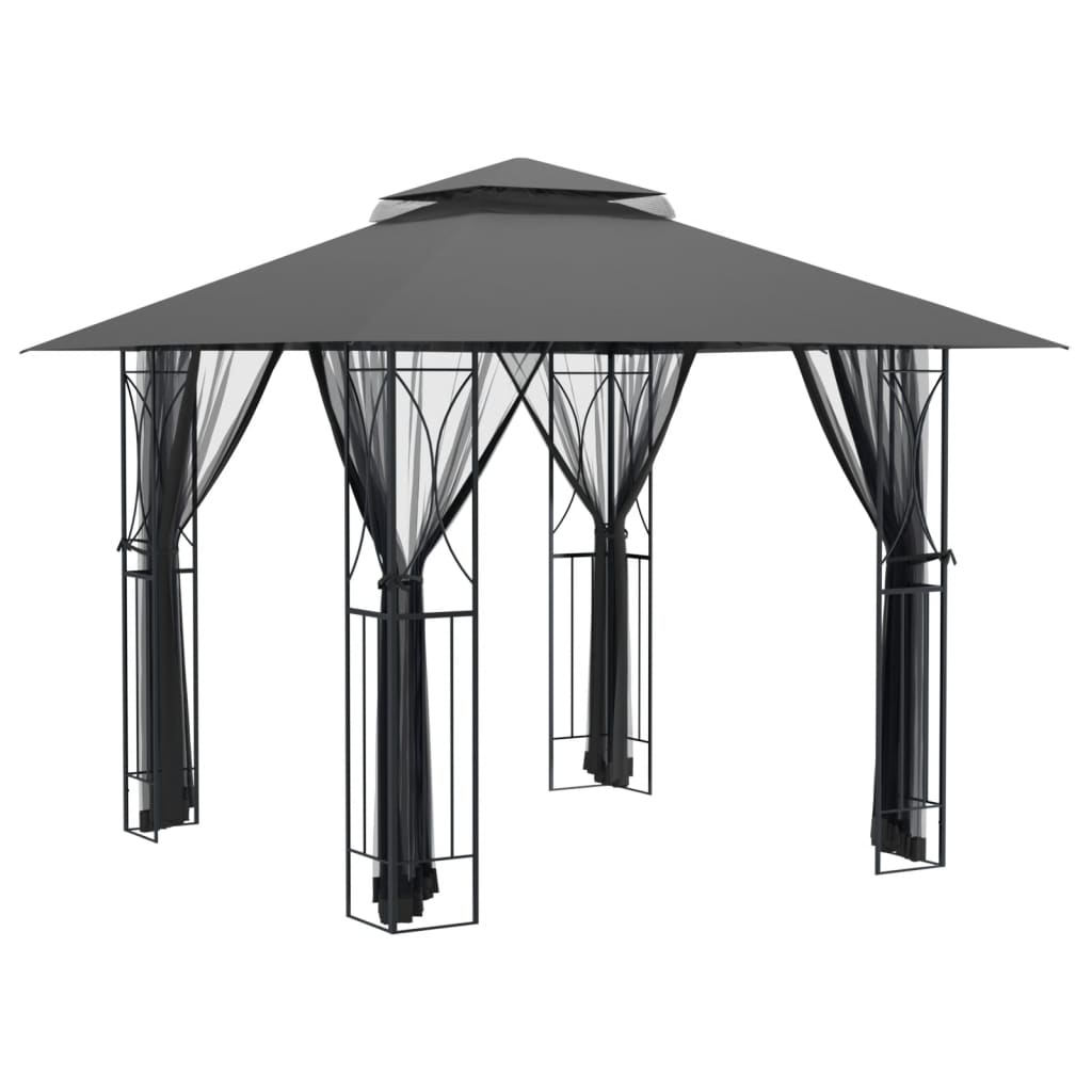 Gazebo con Pareti Laterali Antracite 300x300x270 cm Acciaio - homemem39