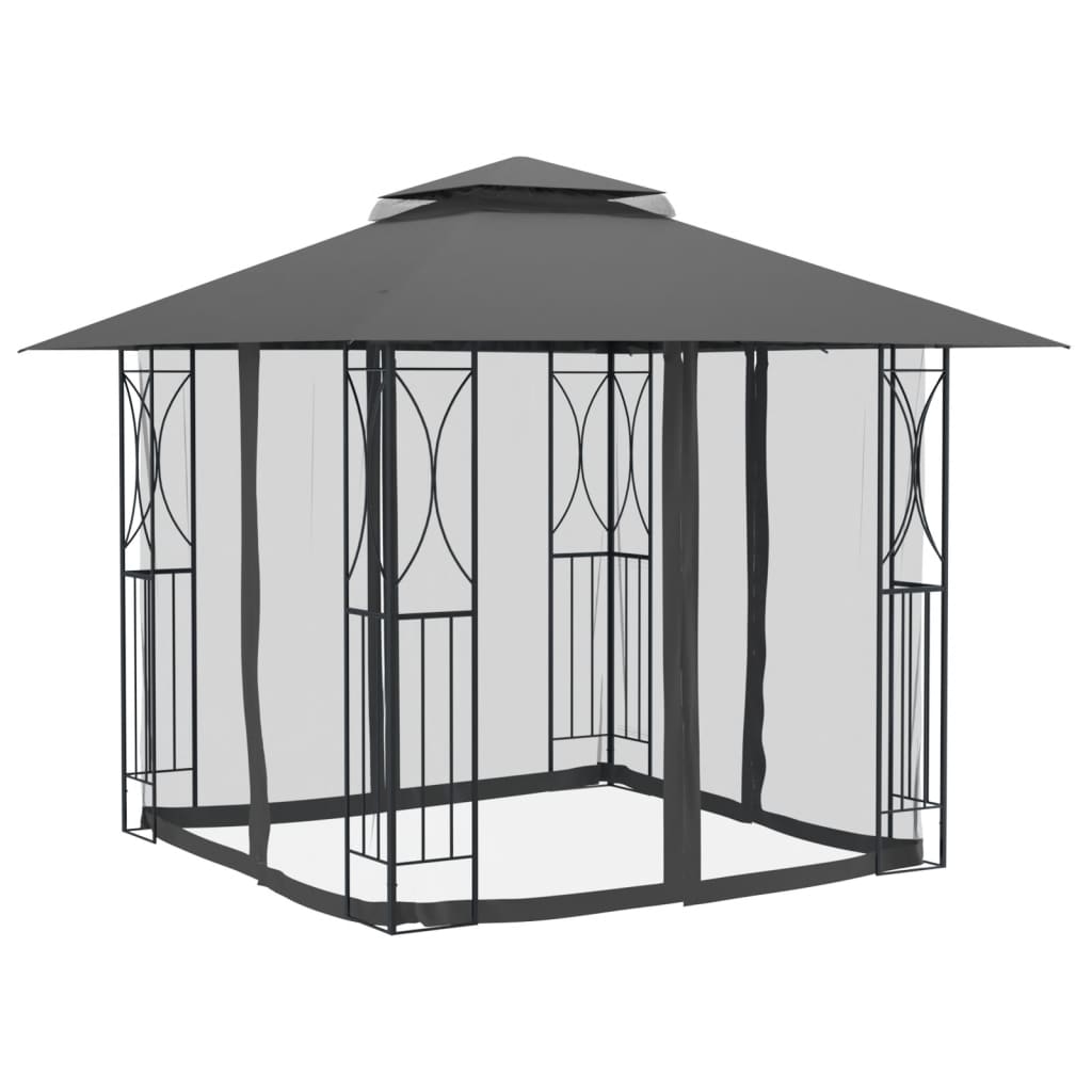 Gazebo con Pareti Laterali Antracite 300x300x270 cm Acciaio - homemem39