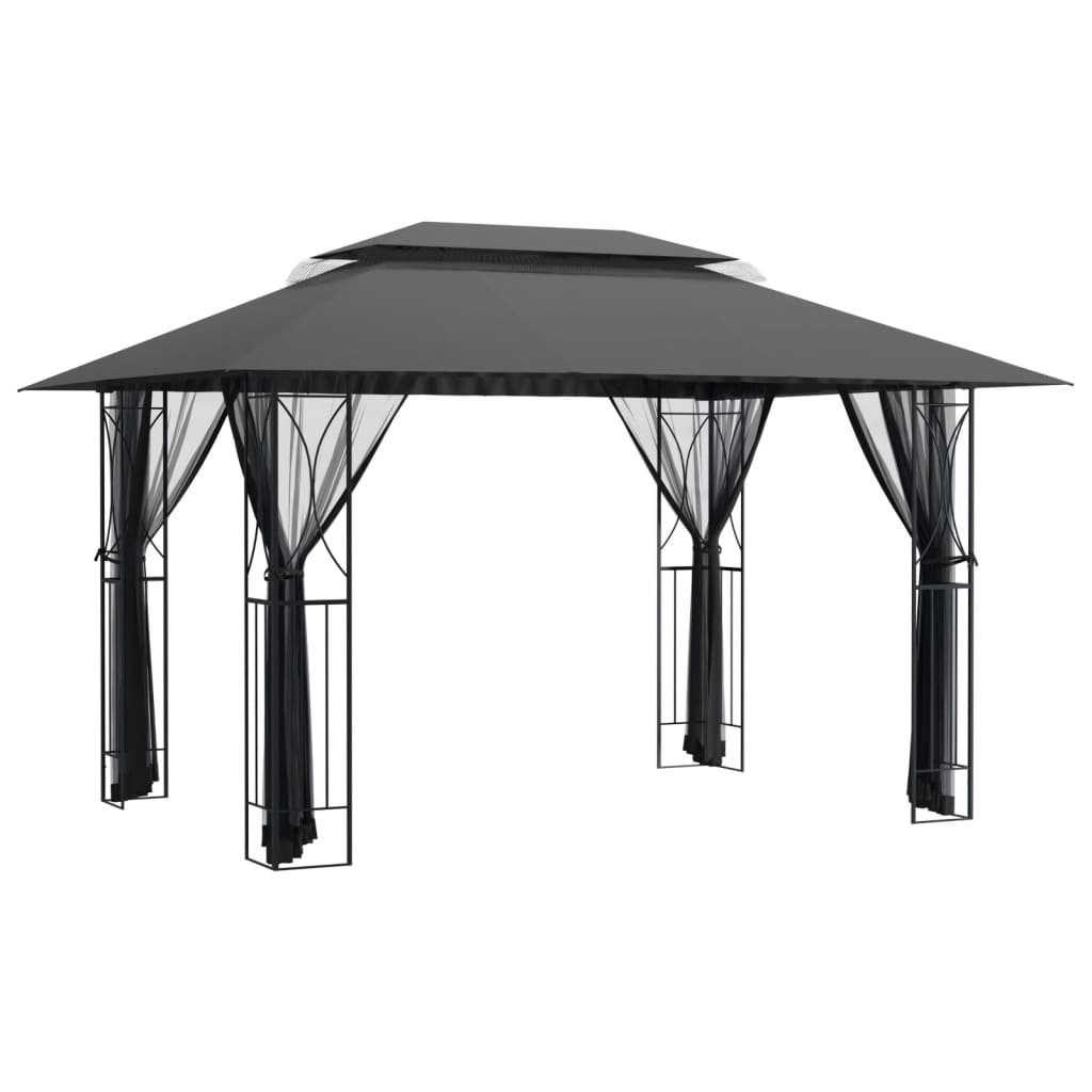 Gazebo con Pareti Laterali Antracite 400x300x270 cm Acciaio - homemem39