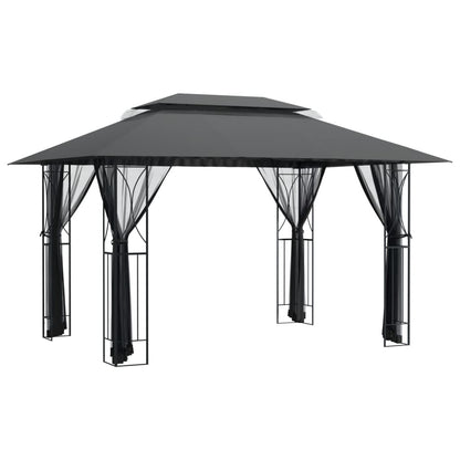 Gazebo con Pareti Laterali Antracite 400x300x270 cm Acciaio - homemem39