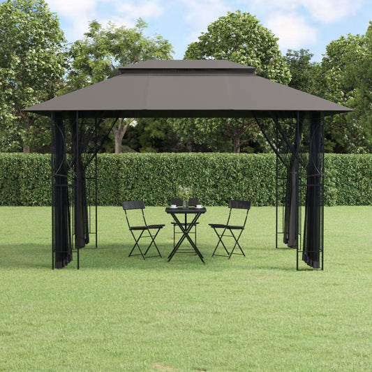 Gazebo con Pareti Laterali Antracite 400x300x270 cm Acciaio | homemem39