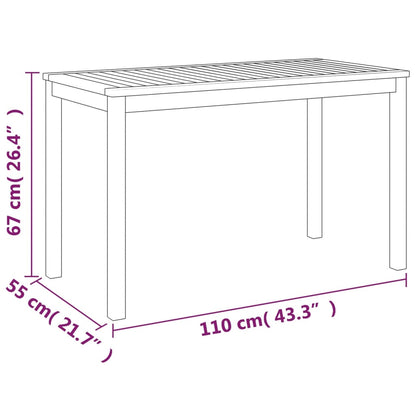 Tavolo da Giardino 110x55x67 cm Legno Massello d'Acacia