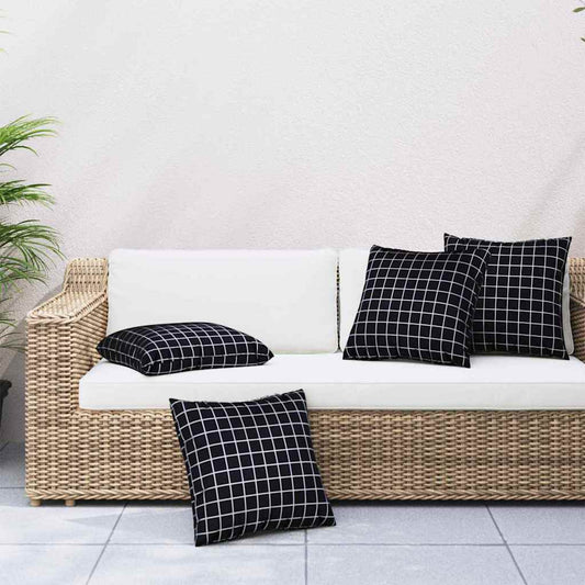 Cuscini Scatter a scacchi 4 pcs Quadro Nero 50 x 50 cm | homemem39