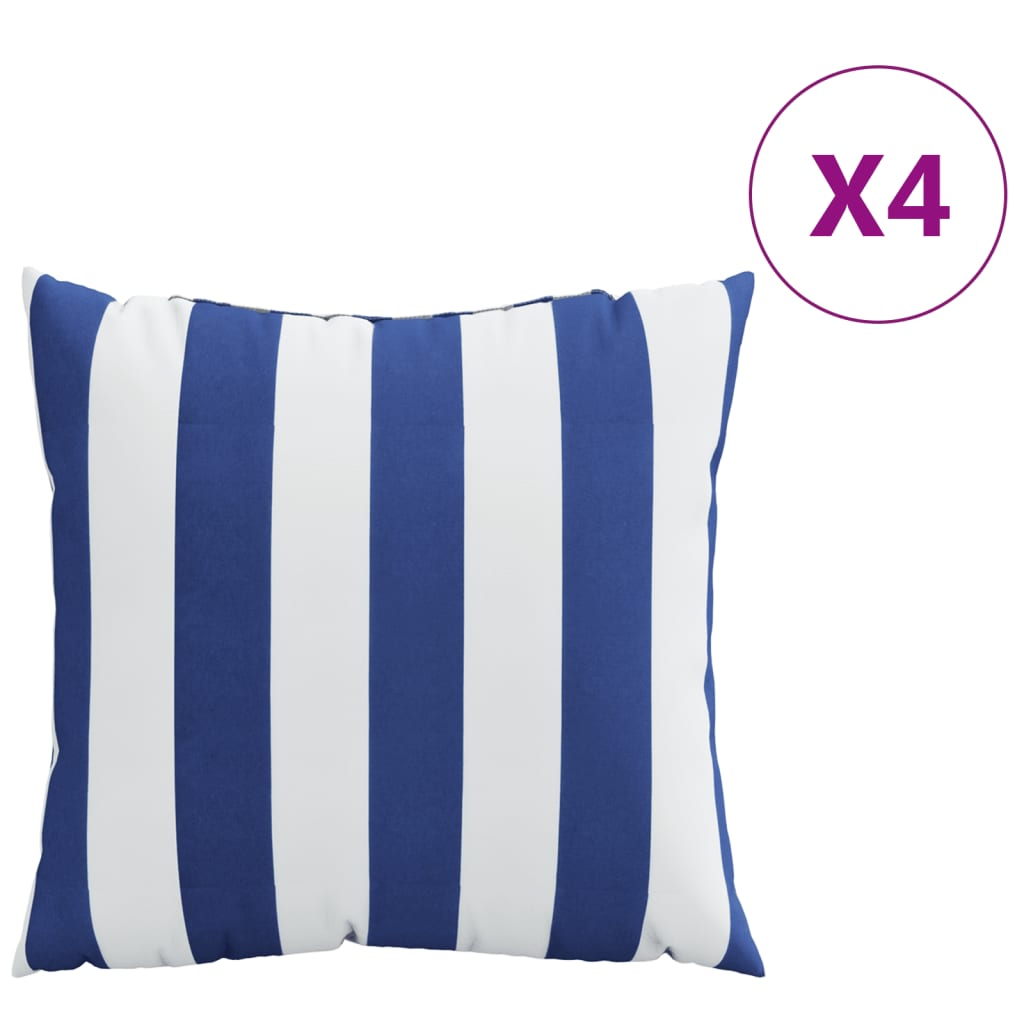 Cuscini Decorativi 4pz Strisce Blu e Bianco 60x60 cm Tessuto | homemem39