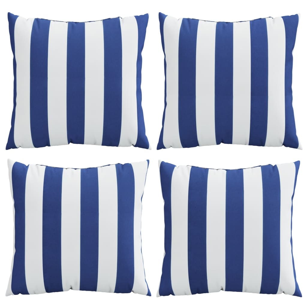 Cuscini Decorativi 4pz Strisce Blu e Bianco 60x60 cm Tessuto | homemem39