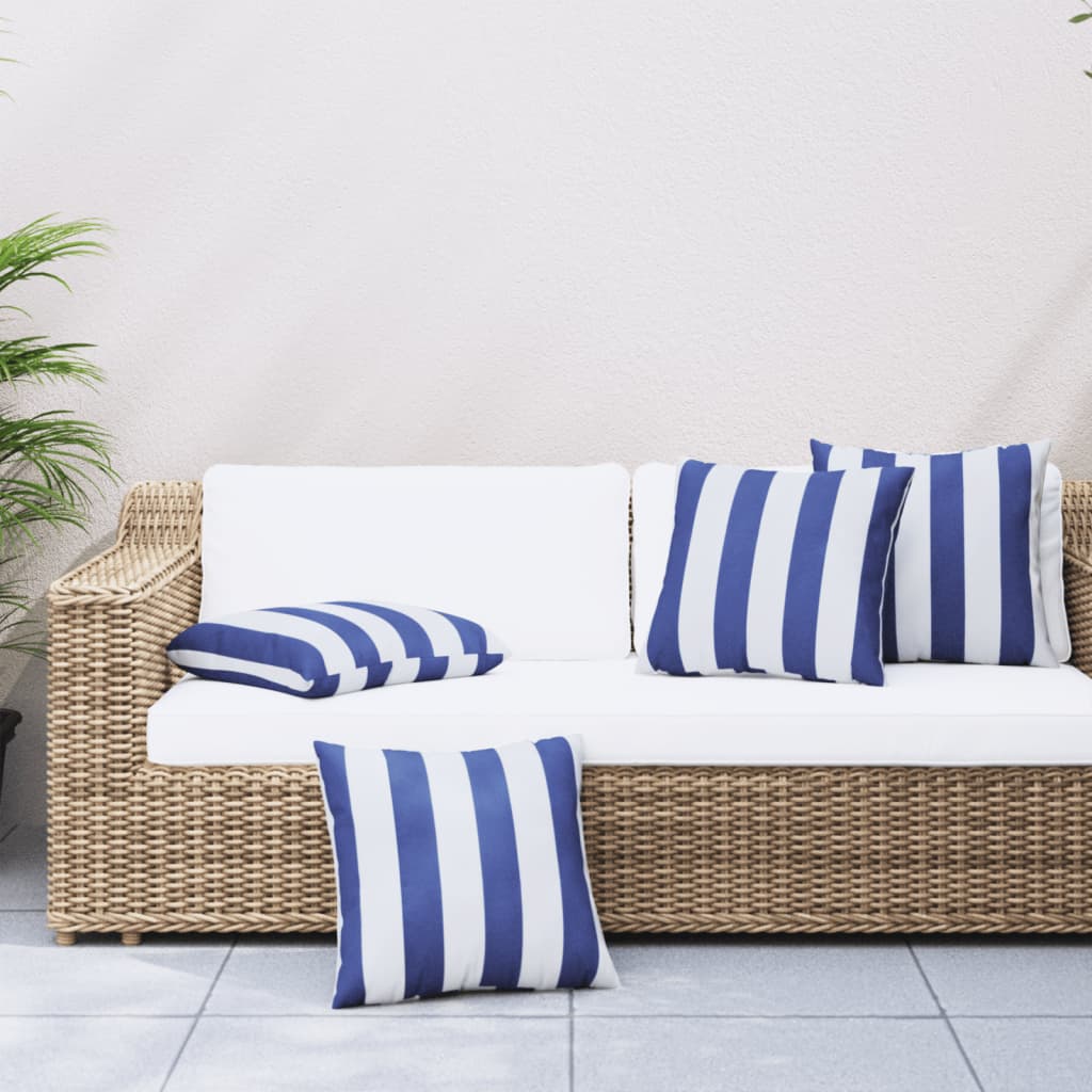 Cuscini Decorativi 4pz Strisce Blu e Bianco 60x60 cm Tessuto | homemem39