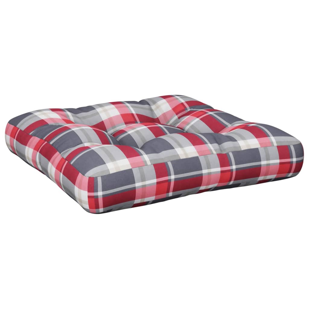 Cuscino per Pallet a Quadri Rossi 50x50x12 cm in Tessuto | homemem39