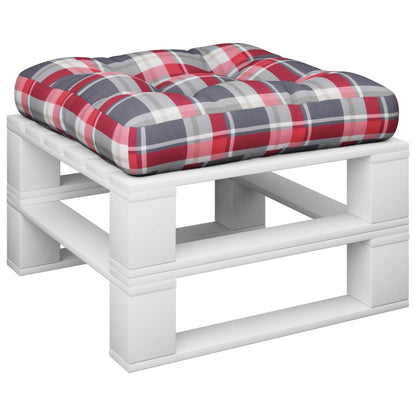 Cuscino per Pallet a Quadri Rossi 50x50x12 cm in Tessuto | homemem39