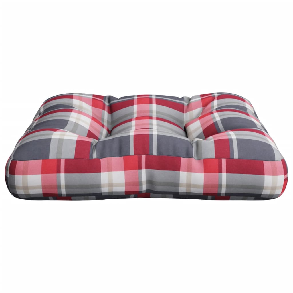 Cuscino per Pallet a Quadri Rossi 50x50x12 cm in Tessuto | homemem39