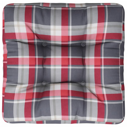 Cuscino per Pallet a Quadri Rossi 50x50x12 cm in Tessuto | homemem39