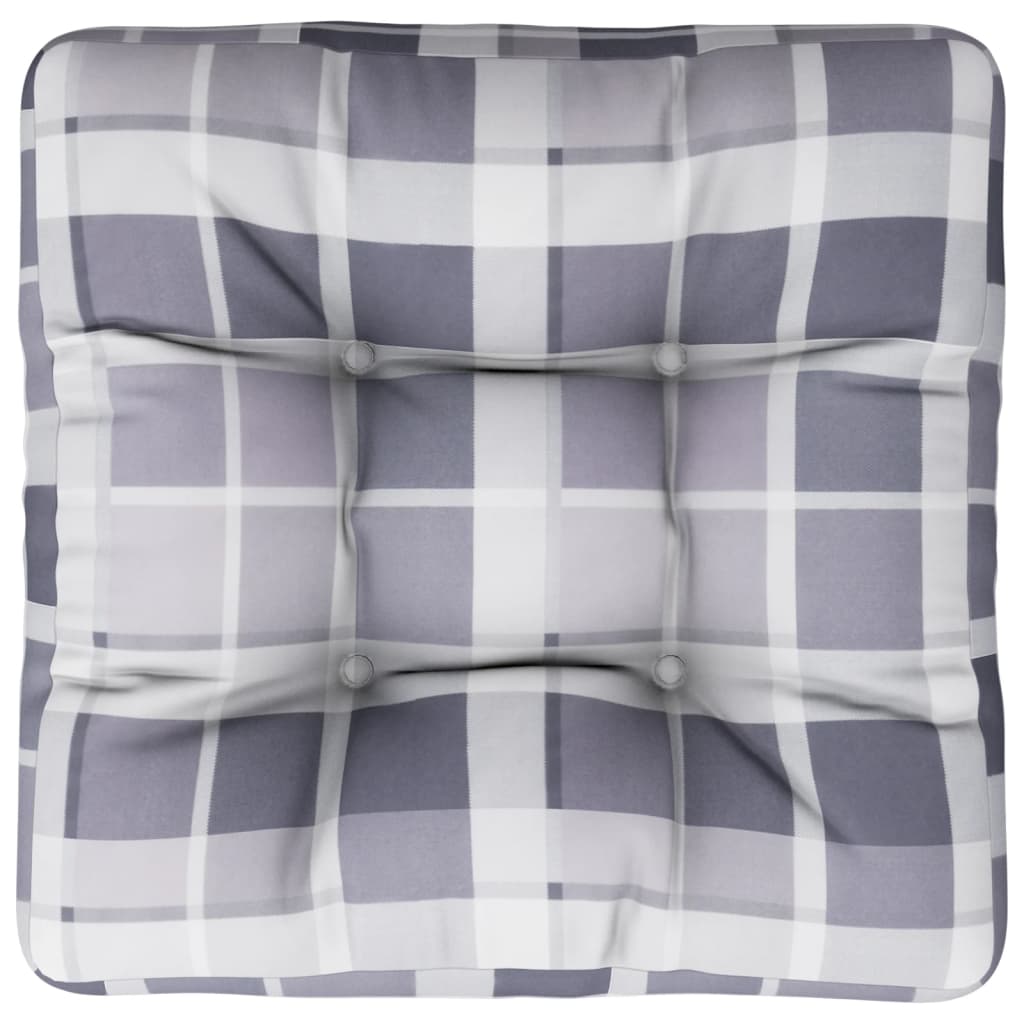 Cuscino per Pallet Motivo a Quadri Grigi 50x50x12 cm in Tessuto | homemem39