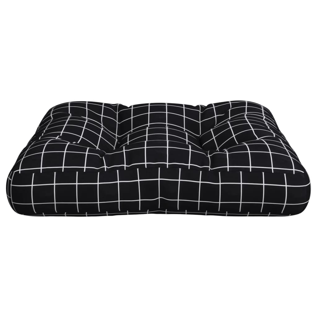 Cuscino per Pallet Motivo a Quadri Nero 50x50x12 cm in Tessuto | homemem39