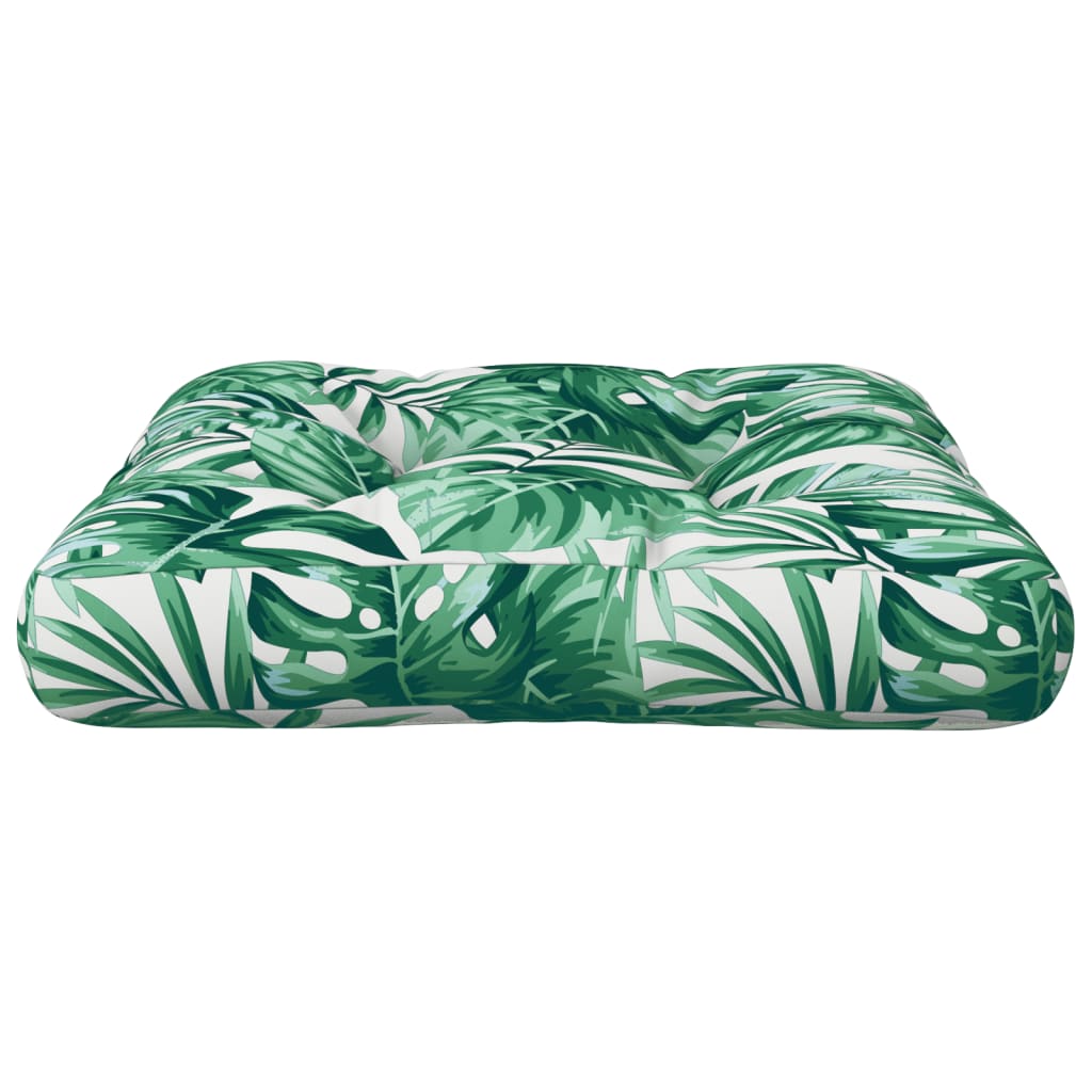 Cuscino per Pallet con Motivo a Foglie 60x60x12 cm in Tessuto