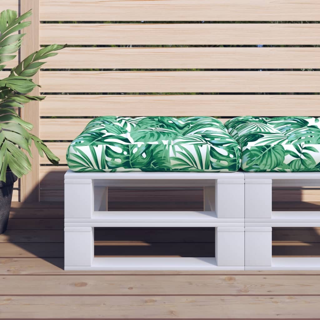 Cuscino per Pallet con Motivo a Foglie 60x60x12 cm in Tessuto | homemem39