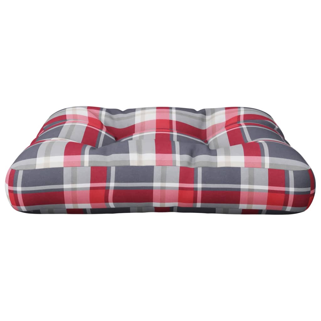 Cuscino per Pallet Motivo a Quadri Rossi 60x60x12 cm in Tessuto