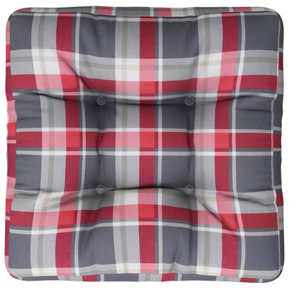 Cuscino per Pallet Motivo a Quadri Rossi 60x60x12 cm in Tessuto