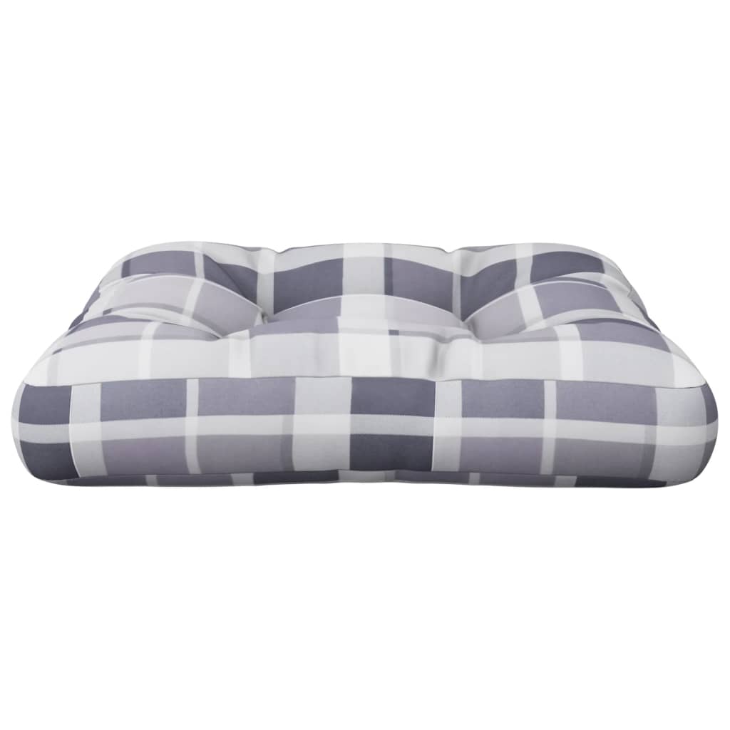 Cuscino per Pallet Motivo a Quadri Grigi 60x60x12 cm in Tessuto